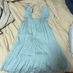 Altar'd State Light Blue Ruffle Strap Tiered Mini Dress